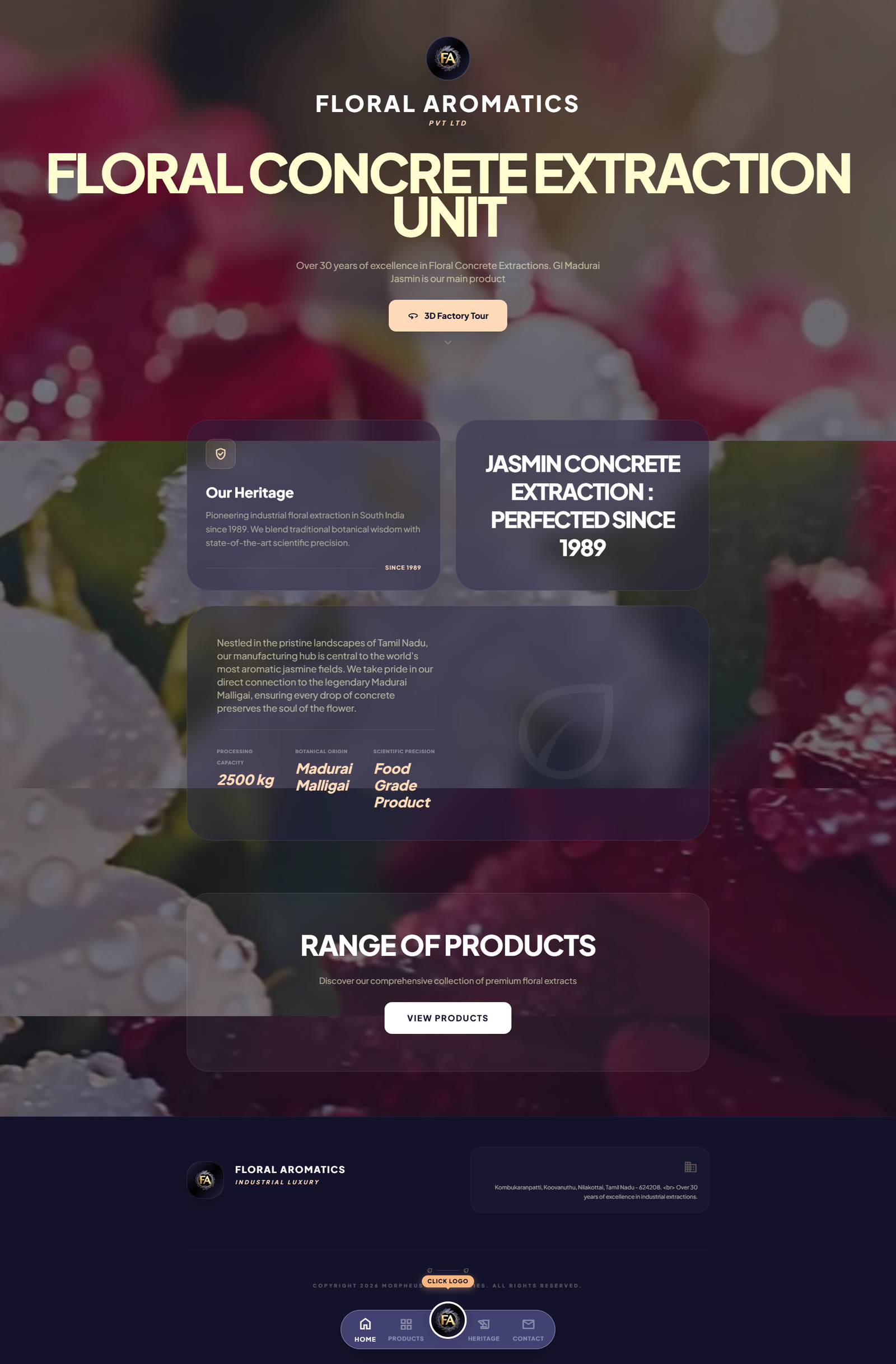 Floral Aromatics - Dynamic Business Website Homepage Design